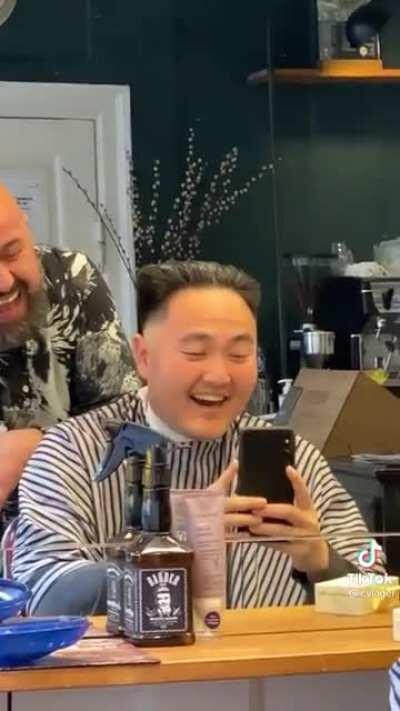 BARBER: what do you want? HIM: Kim Jong-un! BARBER: say no more