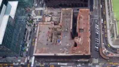 Demolition of an entire city block in downtown New York, one floor at a time. Implosion was not an option because the site (One Vanderbilt) is across the street from Grand Central Terminal