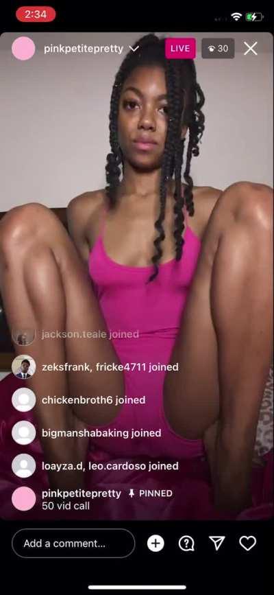 @Pinkpetitepretty fine self teasing fans on ig live &amp; accidentally gets wet💦🫢🫣