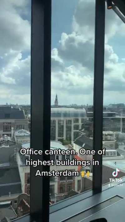 Office canteen overlooking Amsterdam