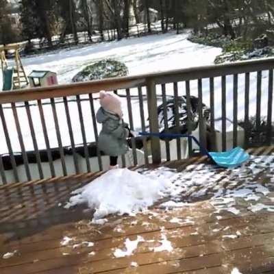 Shoveling the deck