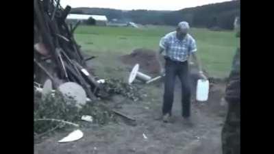 WCGW using petrol to light bonfire