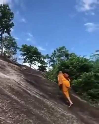 Trained Monk Doesn't Need Climbing Gear