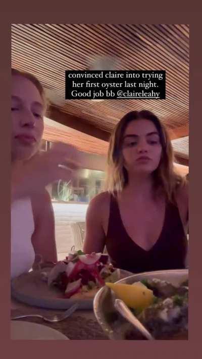 Eating oysters IG story 8/4/2023