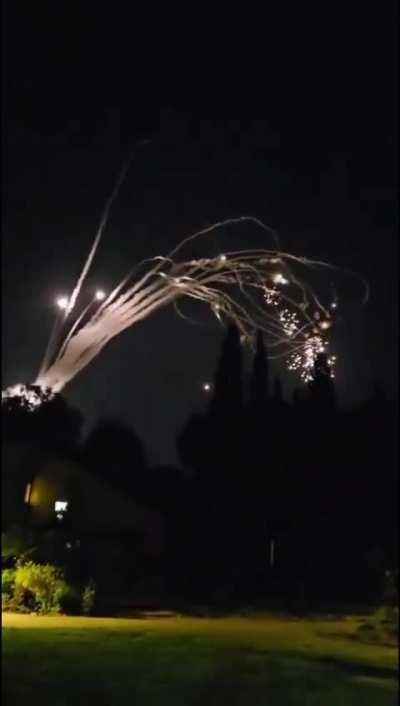 more footage of Iron Dome intercepting a massive Hezbollah rocket barrage, March 5th