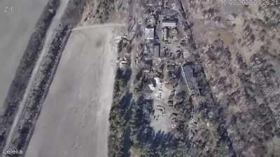 UAV video from the Ukrainian military reportedly showing artillery strikes on the Eastern Military District's 35th Combined Arms Army in Kyiv Oblast