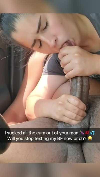 Sucking the cum out from the head