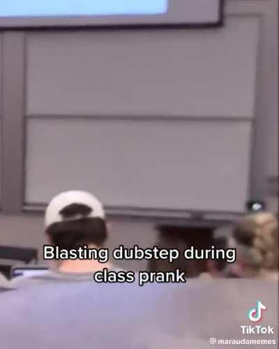 Guy interrupts a lesson by blasting dubstep music