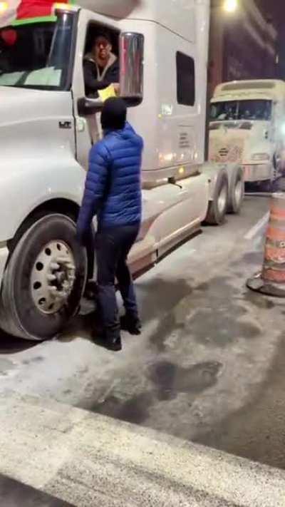 Freedom Truckers have been honking their horns for days, finally a guy Snaps on them