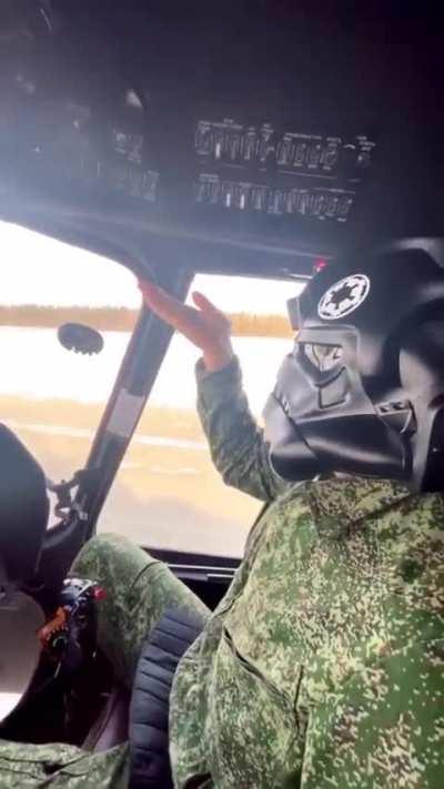 Russian Mi-8 Helicopter pilot having some fun, 