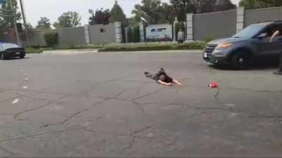 Jumping on a cop car