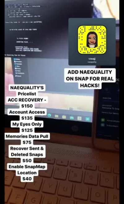 Hit Up @naequality on snapchat for all your social media hacking needs, order hacks from options such as account access, account recovery, my eyes only pulls &amp;amp; more! Group Link in Comments!