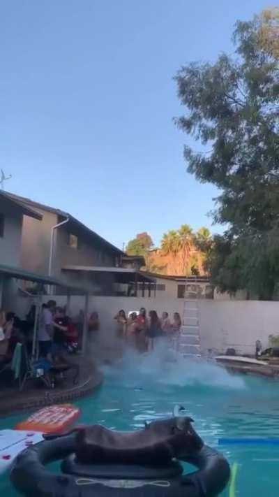 WCGW Attempting the rooftop pool jump without having any athletic prowess