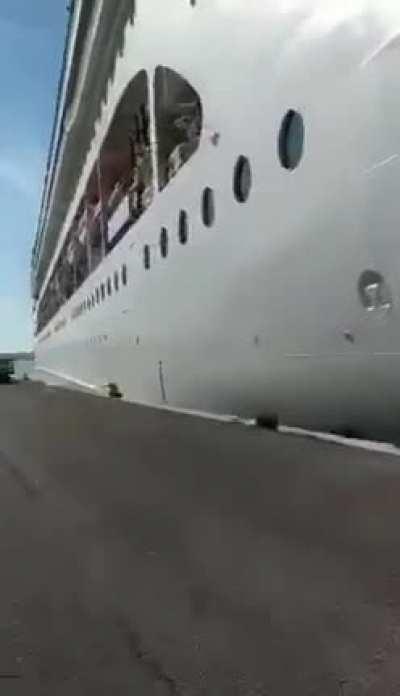 A cruise ship hitting another ship