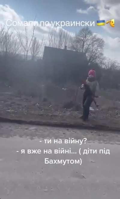 Kid in Bakhmut. “- are you going to war?” “- I'm already at war”