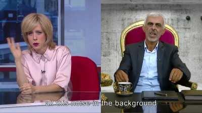 Hamas leader Yahya Sinwar׳s exclusive interview on BBC [Eretz_Nehederet parody]