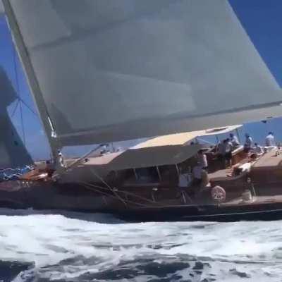 Enormous sailboat in the ocean