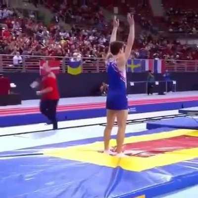 Gymnast lands two quadruple flips in a row