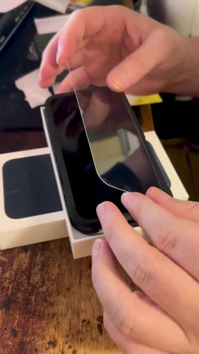 Putting a screen protector on a new iPhone
