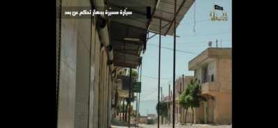 Al Nusra Front using a remote driven Car bomb to attack a meeting of Regime Forces in the city Hall ( exact date unknown but before the Split from Isis)