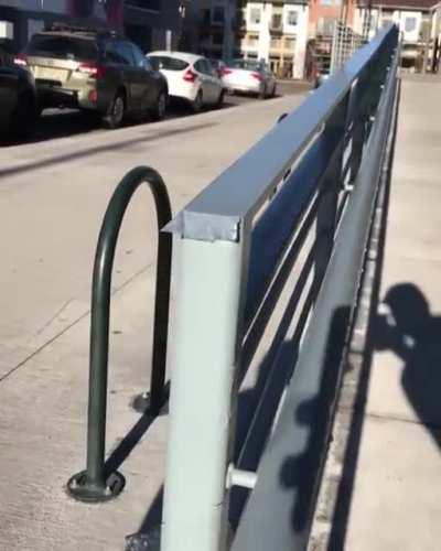 Ice melting off a handrail