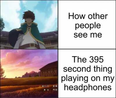 Konosuba has some relaxing music.