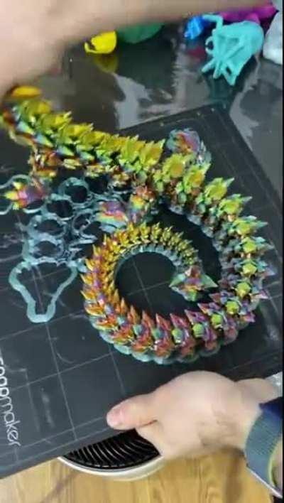 A crystal dragon 3D Printed by Cinderwing3D Designs