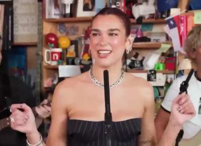 Dua singing “Houdini” on Tiny Desk [October 2024]