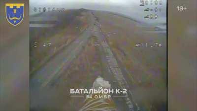 Battalion K-2 (UA 54th Mechanized Brigade) posted a video compilation today (Jan. 14) of their many recent drone operations against RU transport and infantry. Multiple locations and targets. Original audio