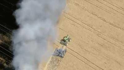 Incredible Farmer Trying To Save his Field From Wildfire .