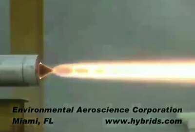 aerospike nozzle solid rocket motor static firing test.