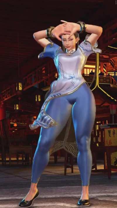 (Chun Li) showing off her excellent curves while Stretching. [Street Fighter 6] 