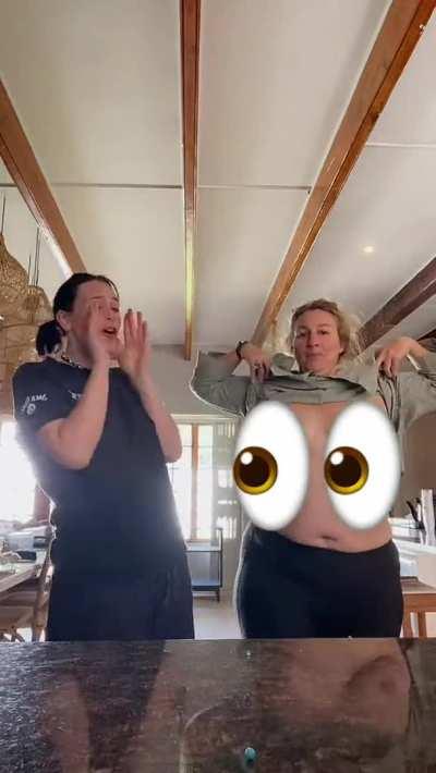 TikTok mom flashes (look at table reflection)