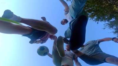 Under 4 Footballer's Guys Feet Stomp POV