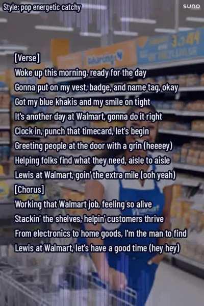 Told AI to create an upbeat song about working at Walmart