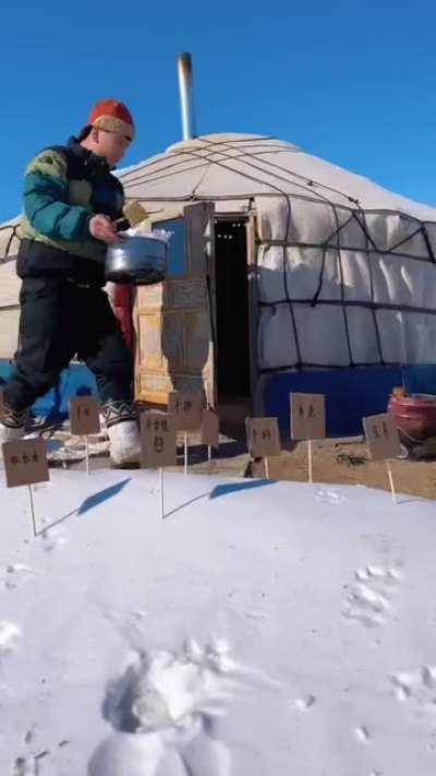 What taking some meat out of the freezer looks like in Inner Mongolia.