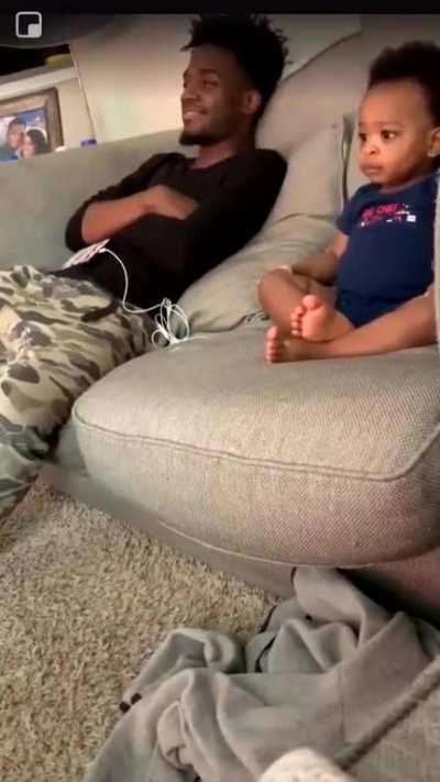 This baby having a full conversation with daddy