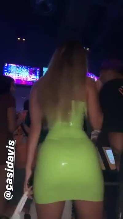Casi Davis in a sexy green dress
