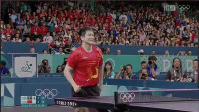 Sweden's Truls Möregårdh pulls off a snake shot in table tennis at the Olympics final