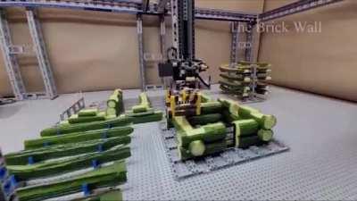 Guy make a house model with lego and cucumbers