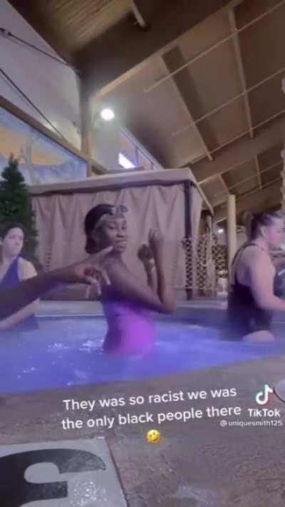 Accusing people of being racist because they don't want to be filmed while sitting in a hottub two feet away from someone twerking.