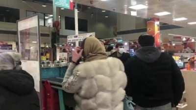 Russian woman in Tbilisi, Georgia shouts after being asked to speak Georgian or English, saying 'I'm Russian, glory to Russia'.