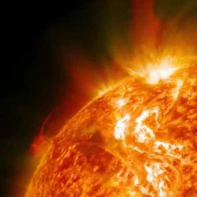 A coronal mass ejection from the Sun can send a billion tons of matter flying through space impacting any planets or space craft in it's path.