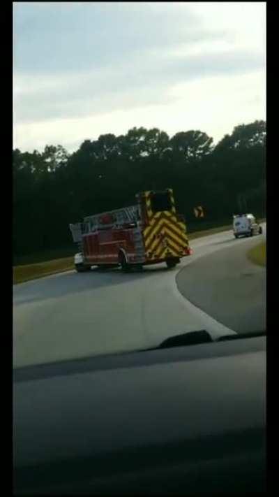 As a lot of you probably know firetrucks have rear wheel steering, it helps the truck handle more nimbly and have a better maneuverability on small areas also help them do this, they do this to block people from undercutting them on turns (or highways ent