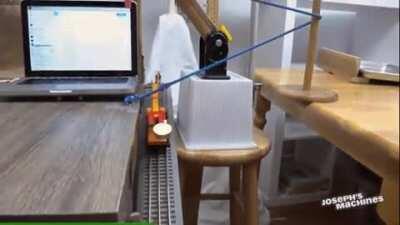 Rube Goldberg machine to serve cake