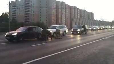 Cyclist gets jumped by mob. Mob gets jumped by Russian special forces. Story in comments