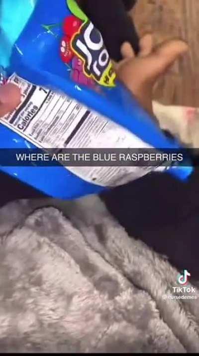 I’m not sure what’s worst, the way he eats them or the lack of blue raspberry