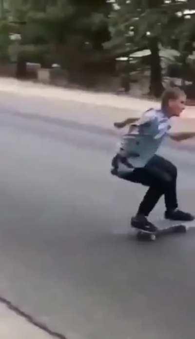 Skateboarding on an open road