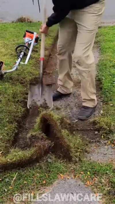 Clearing overgrowth from walk path