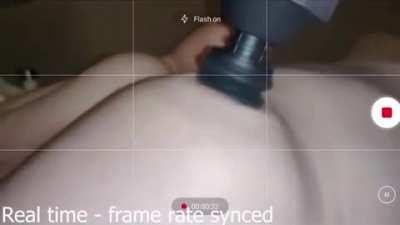 My massage gun synced with my camera's framerate on my girlfriend's boob